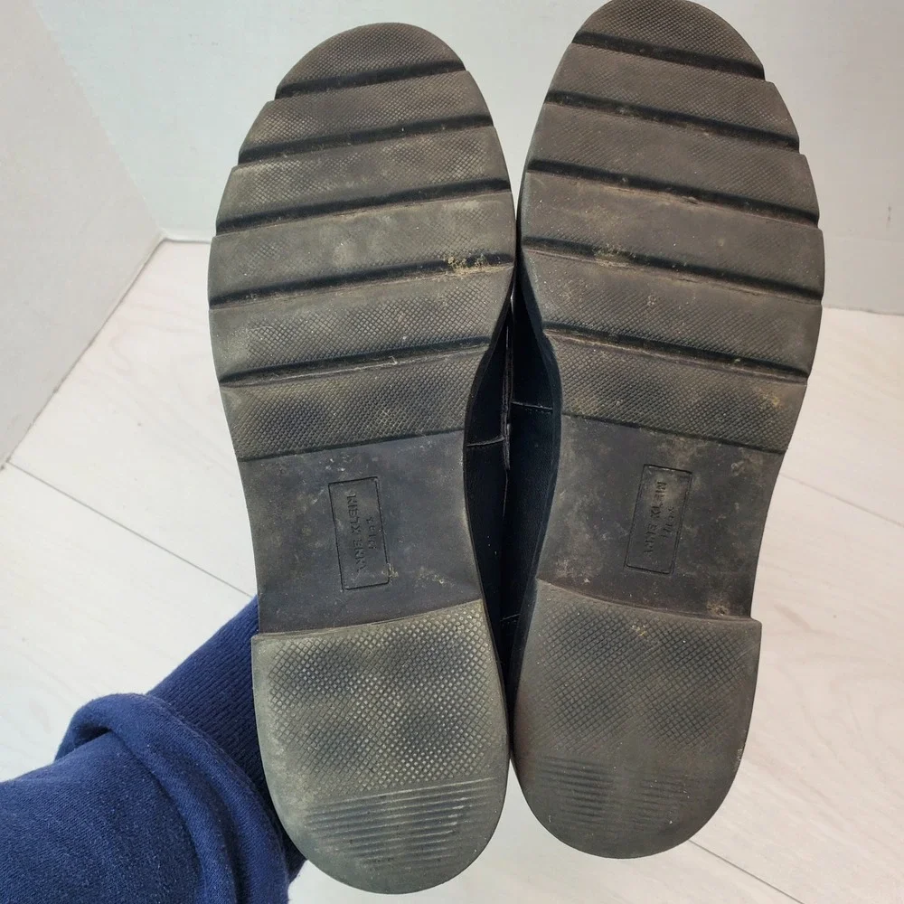 Anne‎ Klein Women's Black Loafers with Silver Chain Detail Size 9.5M